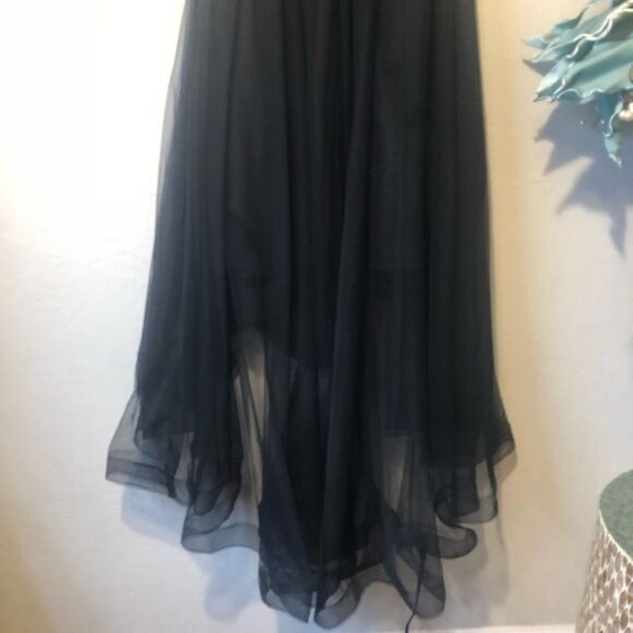 black tulle sequined Hi Low maxi dress Gown / Prom Event Homecoming Size Large - Picture 11 of 12